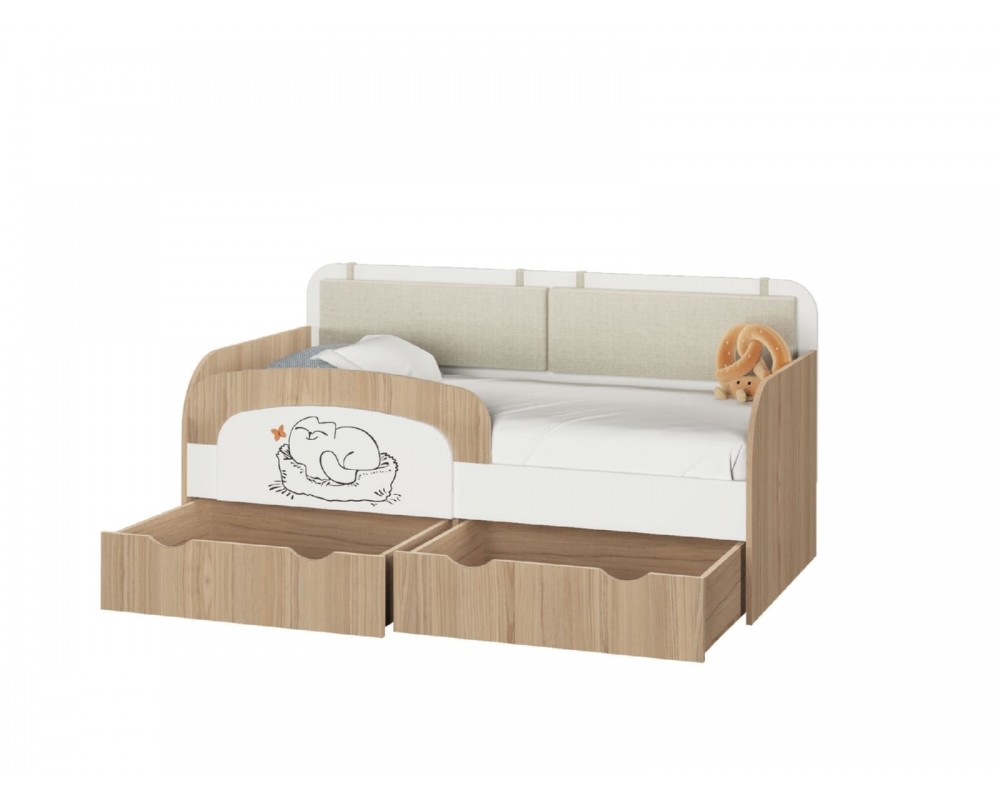 Кровать-тахта Кот малая с подушками с бортиком Кровать-тахта Кот малая с подушками с бортиком-1