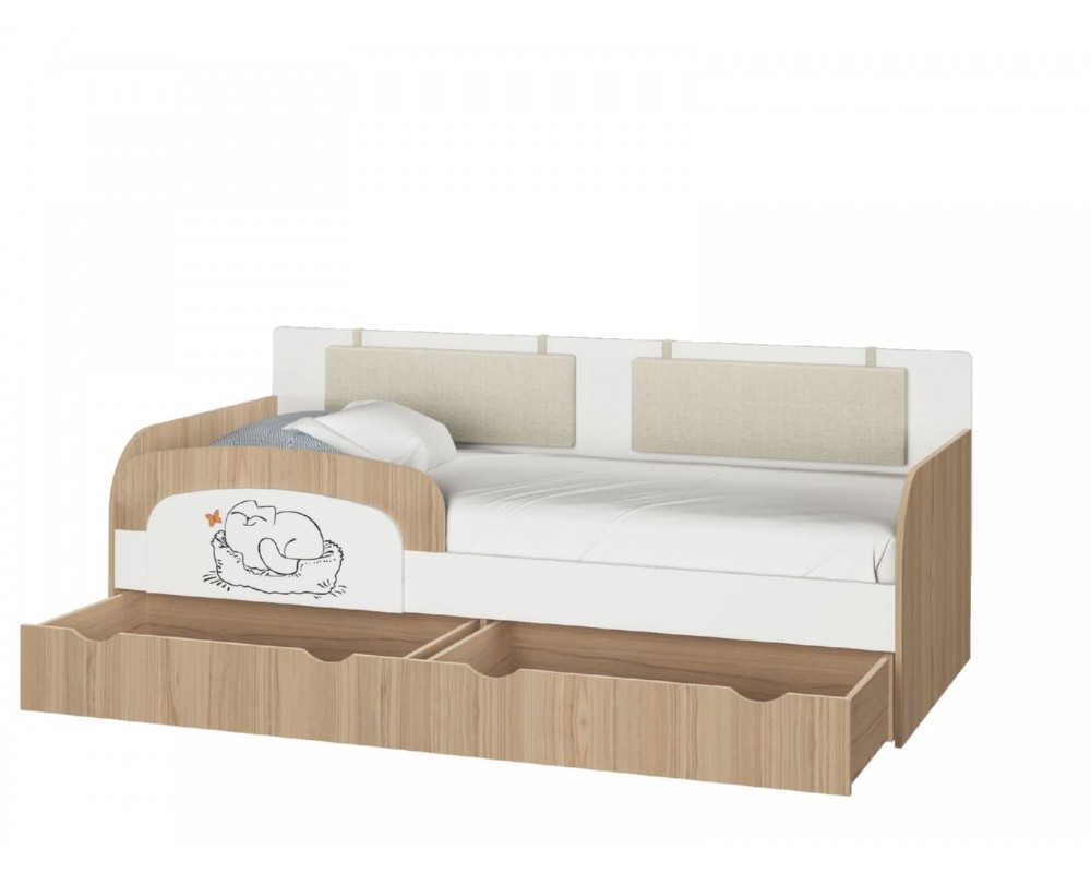 Кровать-тахта Кот с подушками с бортиком Кровать-тахта Кот с подушками с бортиком-1