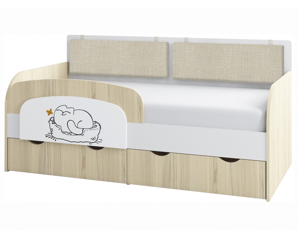 Кровать-тахта Кот малая с подушками с бортиком Кровать-тахта Кот малая с подушками с бортиком-0