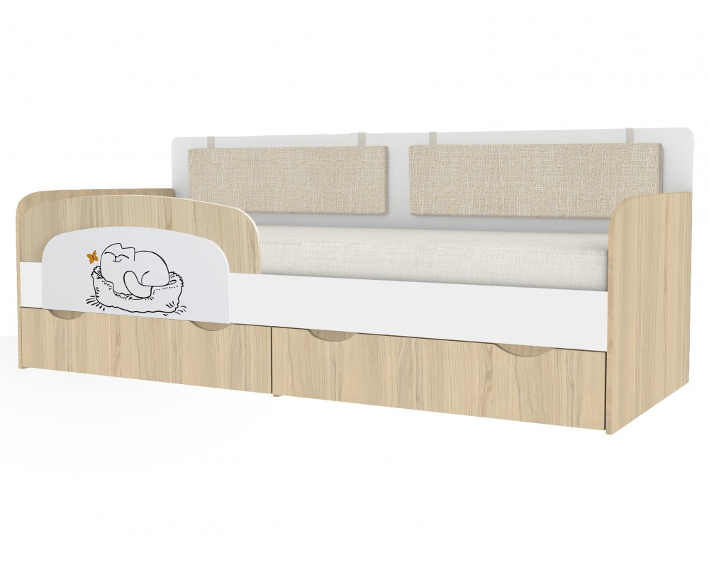 Кровать-тахта Кот с подушками с бортиком Кровать-тахта Кот с подушками с бортиком-0