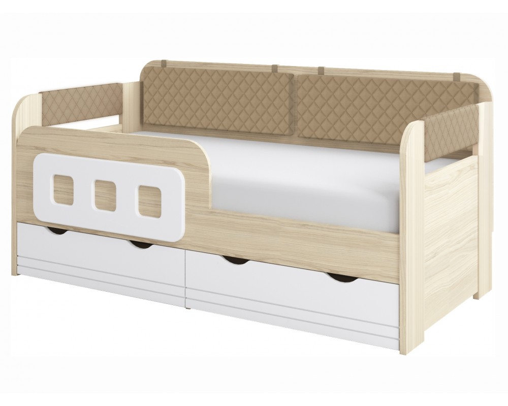 Кровать-тахта малая Стиль Кофе с бортиком с подушками Кровать-тахта малая Стиль Кофе с бортиком с подушками-0