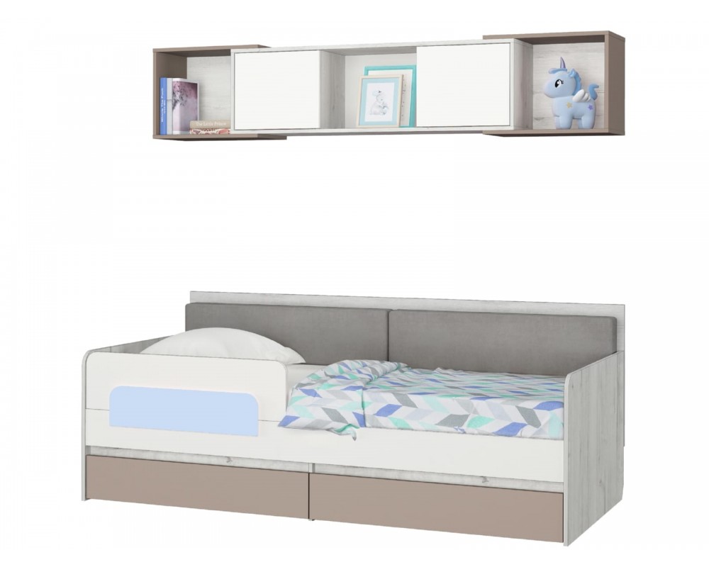 Кровать-тахта Зефир голубой с подушками с бортиком Кровать-тахта Зефир голубой с подушками с бортиком-5