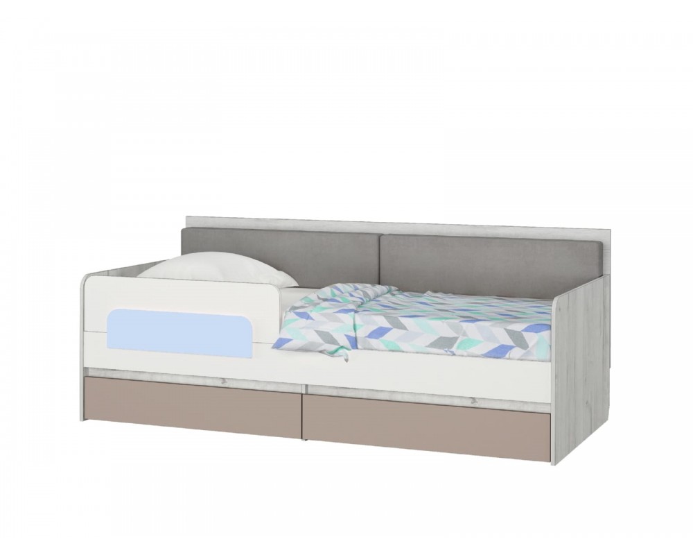 Кровать-тахта Зефир голубой с подушками с бортиком Кровать-тахта Зефир голубой с подушками с бортиком-2