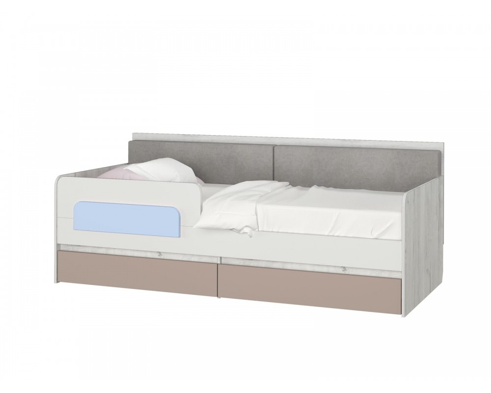 Кровать-тахта Зефир голубой с подушками с бортиком Кровать-тахта Зефир голубой с подушками с бортиком-0