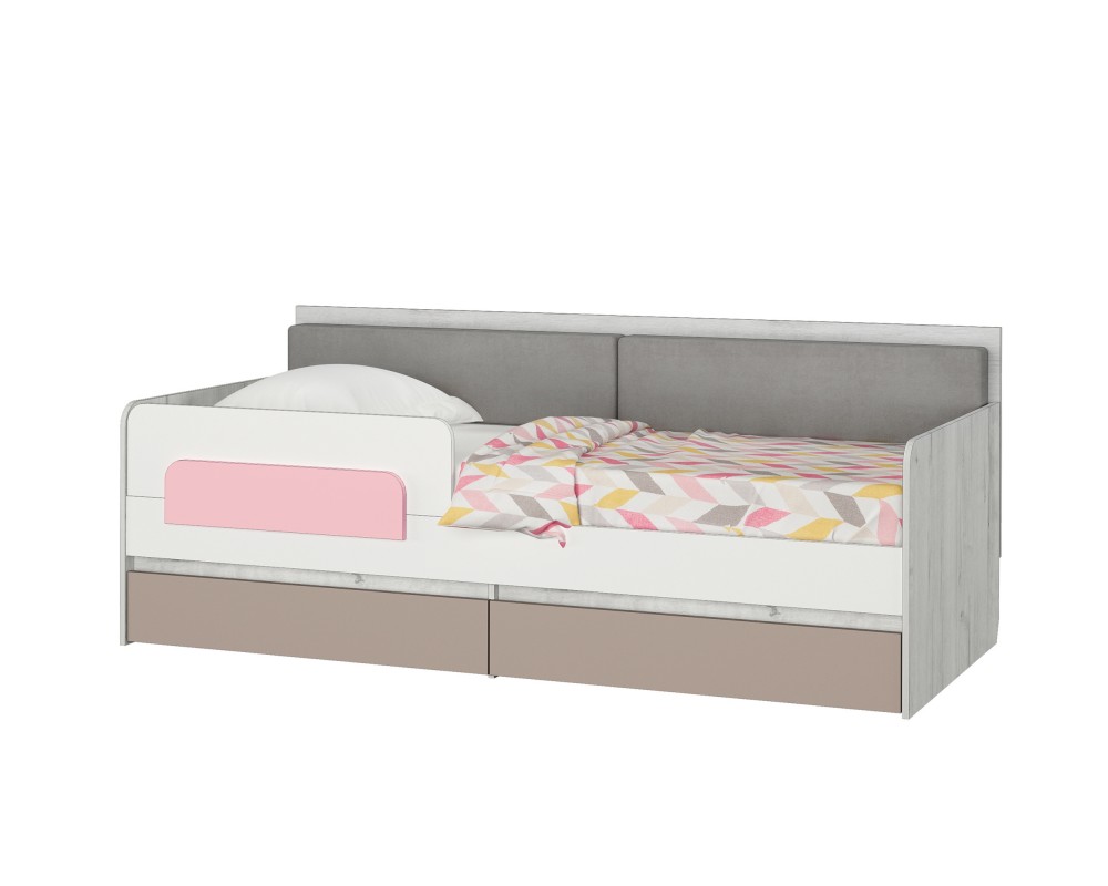 Кровать-тахта Зефир розовый с подушками с бортиком Кровать-тахта Зефир розовый с подушками с бортиком-0