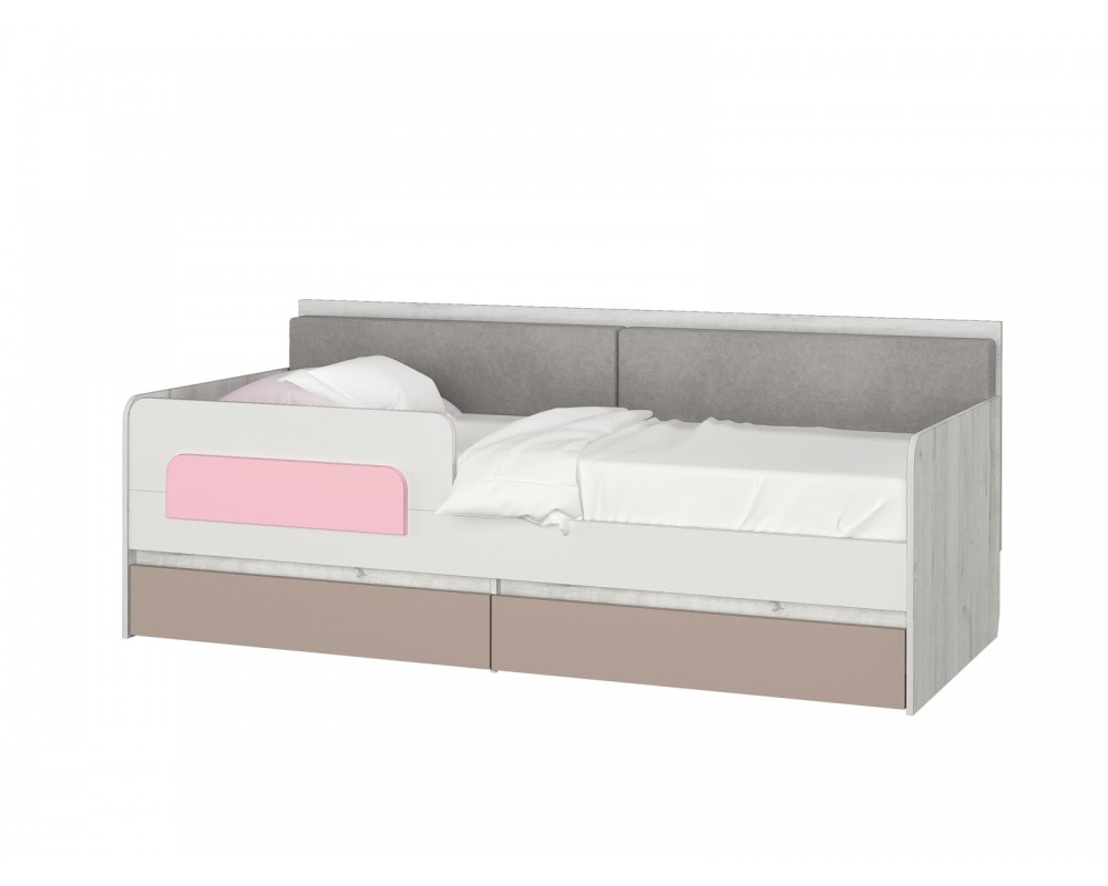 Кровать-тахта Зефир розовый с подушками с бортиком Кровать-тахта Зефир розовый с подушками с бортиком-3