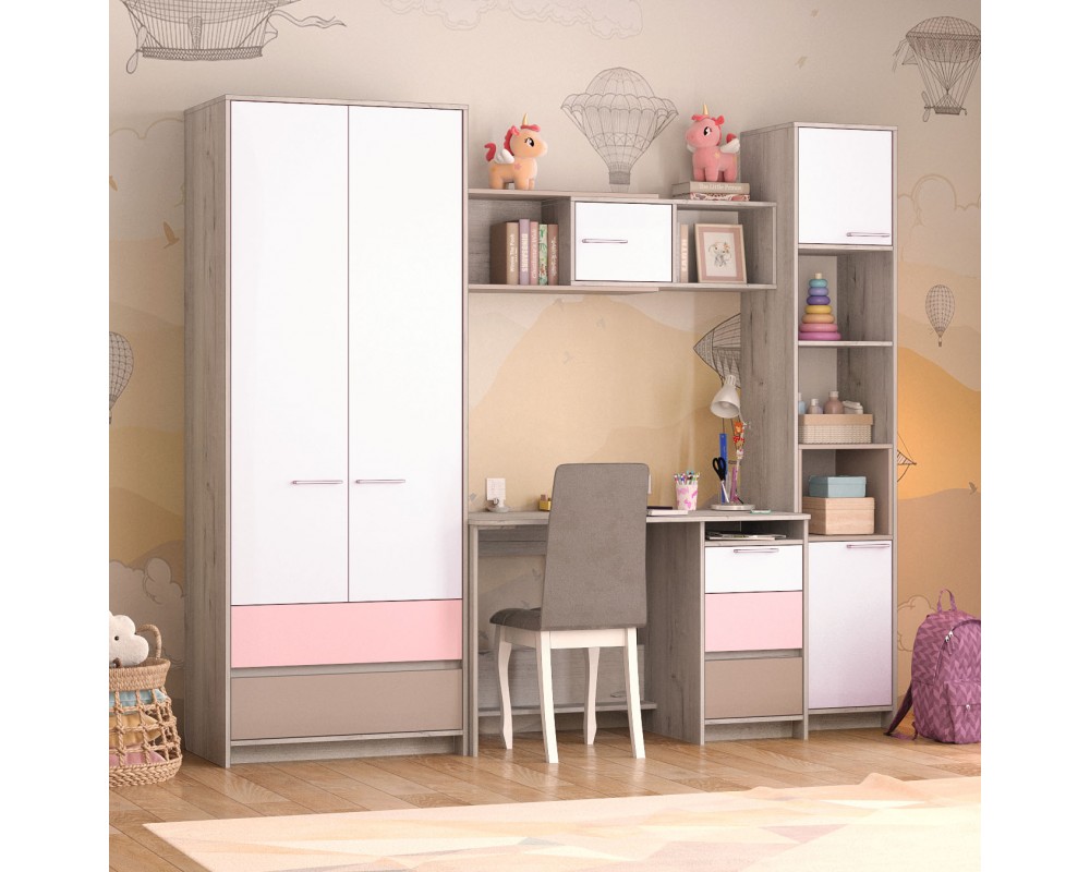 Шкаф двухдверный Зефир розовый-3